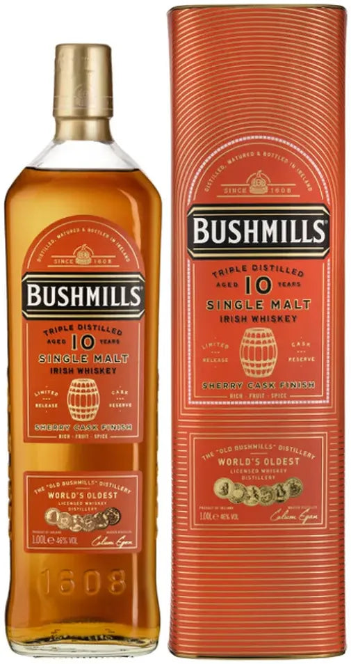 Bushmills 10 Year Old Sherry Cask Finish Irish Whiskey 1L